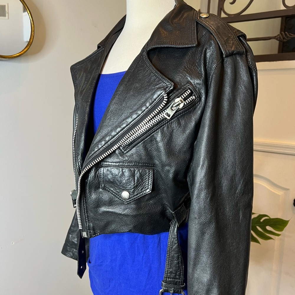 Vintage Crop Motorcycle Jacket sz S - Picture 3 of 15